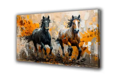 Slika na platnu konji v gibanju umetnina g 70x50 cm