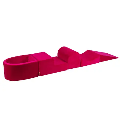4-delni penasti igralni komplet MeowBaby® Foam Playground z majhnim bazenom brez žog, žamet, škrlatna