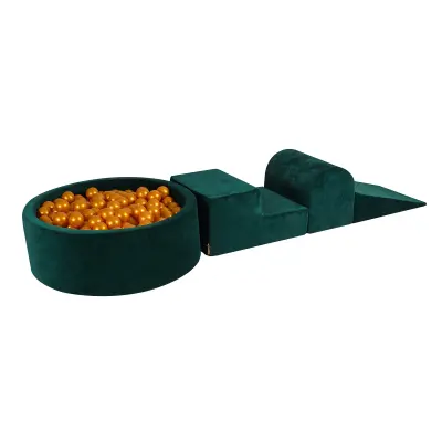 MeowBaby® Foam Playground 3-delni komplet za igranje bazena s penasto žogo, 200 žog, žametno temno zelena: zlata