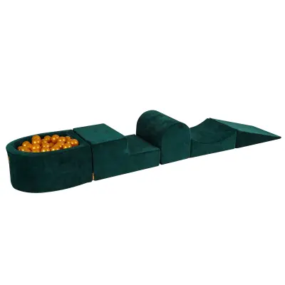 MeowBaby® Foam Playground 4-delni komplet za igranje bazena s penasto žogo, 100 žog, žamet, temno zelena: zlata