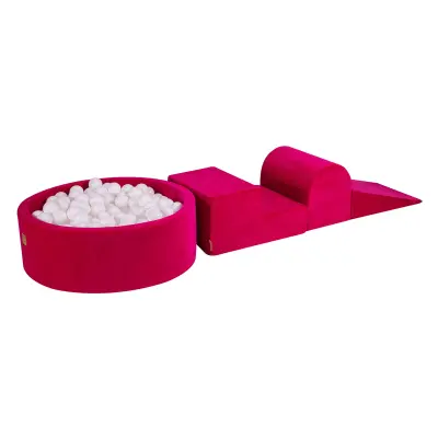 MeowBaby® Foam Playground 3-delni komplet za igranje bazena s penasto žogo, 200 žog, žamet, škrlatna: bela
