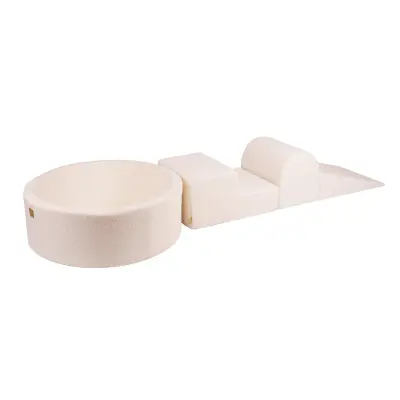3-delni penasti igralni komplet MeowBaby® Foam Playground z okroglim bazenom, brez žog, boucle, bel
