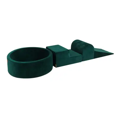 MeowBaby® Foam Playground 3-delni penasti igralni komplet z bazenom brez žog, žamet, temno zelen