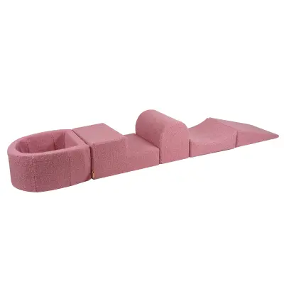 Penasto igrišče MeowBaby® 4-delni penasti set z bazenom brez žog, Boucle, roza