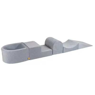 4-delni penasti igralni komplet MeowBaby® Foam Playground z majhnim bazenom brez žog, žamet, svetlo siv