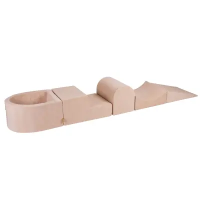 4-delni penasti igralni komplet MeowBaby® Foam Playground z bazenom brez žog, žamet, ekru