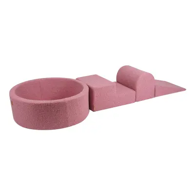 Penasto igrišče MeowBaby® 3-delni penasti set z bazenom brez žog, Boucle, roza