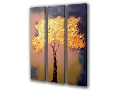 Slika na platnu kos zlato b drevo 90x110 cm