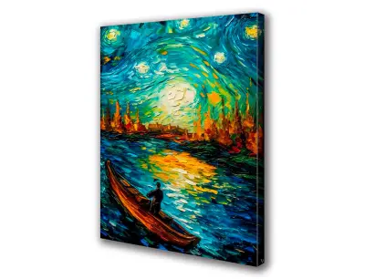 Slika na platnu jezerska pokrajina jesenska narava a 20x30 cm