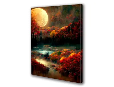 Slika na platnu Luna noč gozdna voda g 90x140 cm