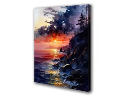 Slika na platnu skalnate gore morje-zahod b 80x110 cm