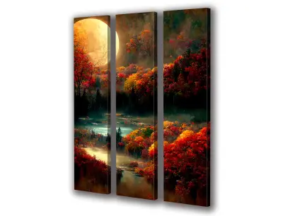 Slika na platnu Mesečina nočna gozdna voda g 90x110 cm