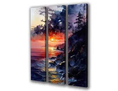 Slika na platnu skalnate gore morje-zahod b 90x140 cm
