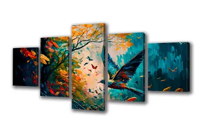 Slika na platnu obarvan gozd drevesa a 150x80 cm