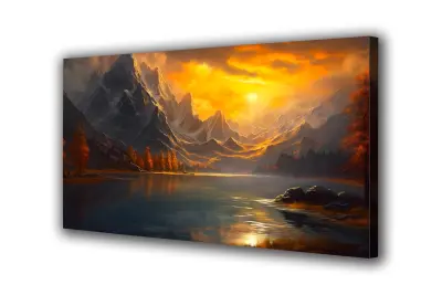 Slika na platnu gorsko morje-zahod c 140x90 cm