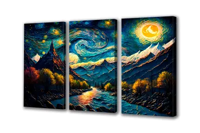 Slika na platnu Impresionizem gore noč a 180x110 cm