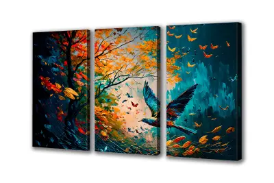 Slika na platnu barvni gozd dreves a 150x70 cm