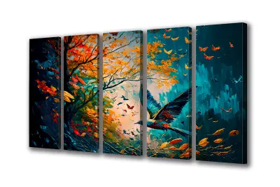 Slika na platnu barvni gozd drevesa a 200x110 cm