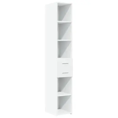 vidaXL Visoka omara bela 30x42,5x185 cm inženirski les