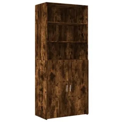 vidaXL Visoka omara dimljeni hrast 80x42,5x185 cm inženirski les