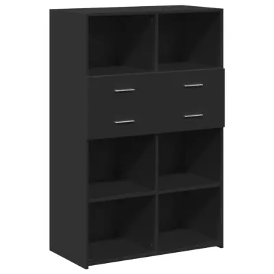 vidaXL Visoka omara črna 80x42,5x124 cm inženirski les
