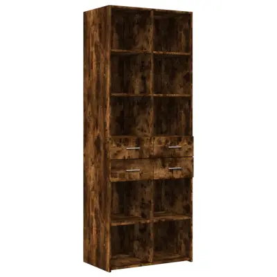 vidaXL Visoka omara dimljen 70x42,5x185 cm hrast inženirski les