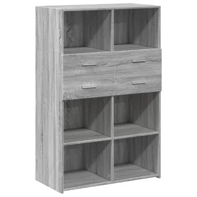 vidaXL Visoka omara siva sonoma 80x42,5x124 cm inženirski les
