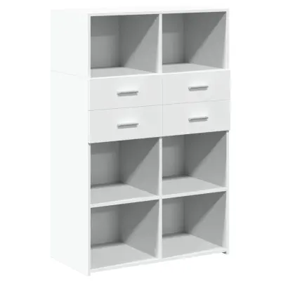 vidaXL Visoka omara bela 80x42,5x124 cm inženirski les