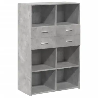 vidaXL Visoka omara betonsko siva 80x42,5x124 cm inženirski les