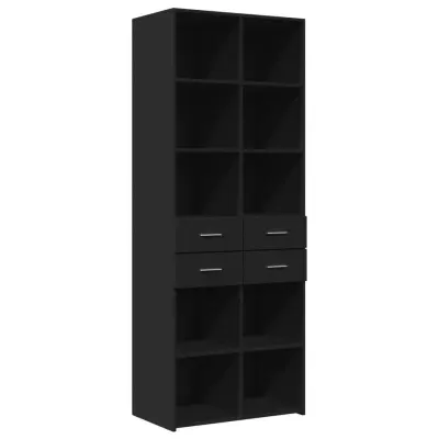 vidaXL Visoka omara črna 70x42,5x185 cm inženirski les