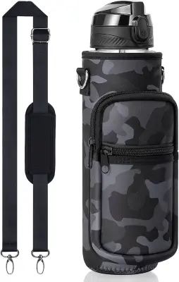 Neoprenska torba za zanke za steklenico vode s kovinsko zaponko Camouflage