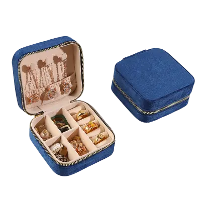 Prenosna žametna škatla za nakit DarkBlue