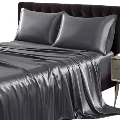 Svilnata napenjalna rjuha SILKYFIT Temno siva 150 x 200