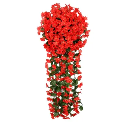 Umetne rože, Umetno cvetje, Umetne cvetlične viseče rože, Viseči šopek (4 x 72 x 77 cm) | HANGROSE Rdeča