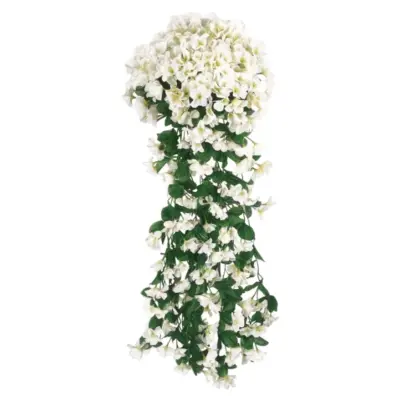 Umetne rože, Umetno cvetje, Umetne cvetlične viseče rože, Viseči šopek (4 x 72 x 77 cm) | HANGROSE Bela