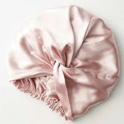 Dvoslojna spalna kapa iz 100% murvine svile Pink