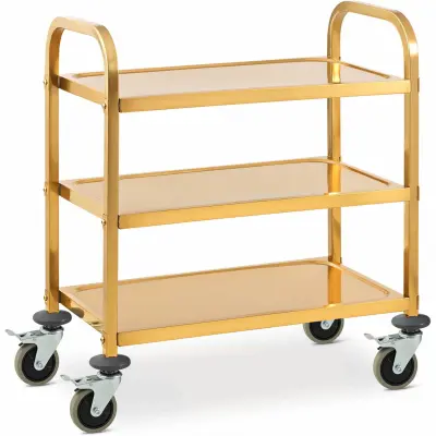 Catering natakarski voziček za postrežbo 3 police 69 x 40 cm do 240 kg - zlat