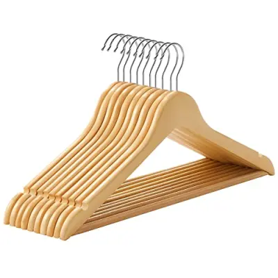 Lesene kljuke, set 10, kljuke za plašče, obešalniki za oblačila, z zarezami, protizdrsna palica, 360° vrtljiva kljuka, za obleke, srajce, plašče, nara