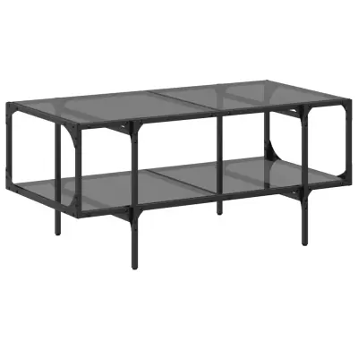 vidaXL Klubska mizica s črno stekleno površino 98,5x50x45 cm jeklo