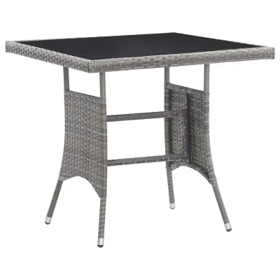 vidaXL Vrtna miza siva 80x80x74 cm poli ratan