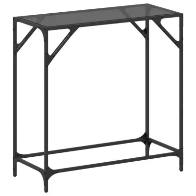vidaXL Konzolna mizica s črno stekleno površino 80x35x81 cm jeklo