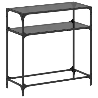 vidaXL Konzolna mizica s črno stekleno površino 80x35x81 cm jeklo