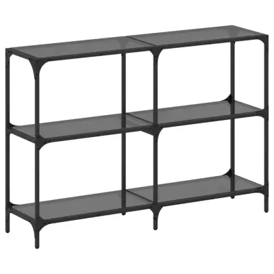 vidaXL Konzolna mizica s črno stekleno površino 118,5x30x81 cm jeklo