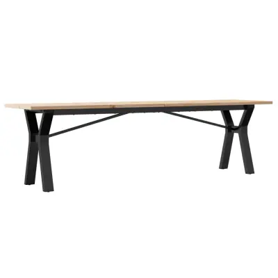 vidaXL Klubska mizica Y okvir 160x40x45 cm trdna borovina jeklo