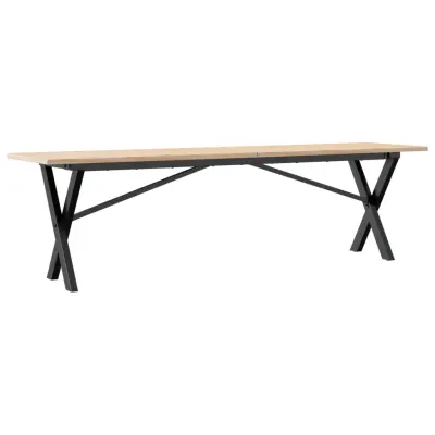 vidaXL Klubska mizica X okvir 160x40x45 cm trdna borovina jeklo