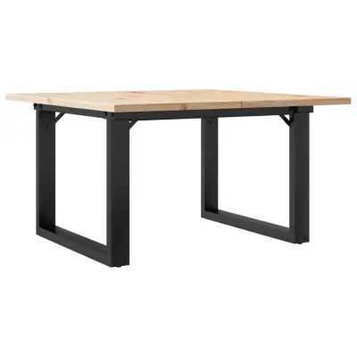 vidaXL Klubska mizica O okvir 70x70x40 cm trdna borovina lito železo