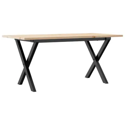 vidaXL Klubska mizica X okvir 90x40x45 cm trdna borovina jeklo