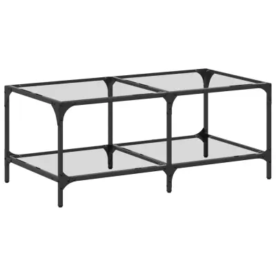 vidaXL Klubska mizica s stekleno površino 98,5x50x40 cm jeklo
