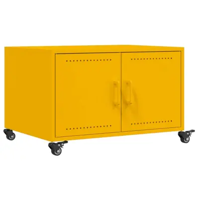 vidaXL Klubska mizica gorčično rumena 68x50x43,5 cm jeklo