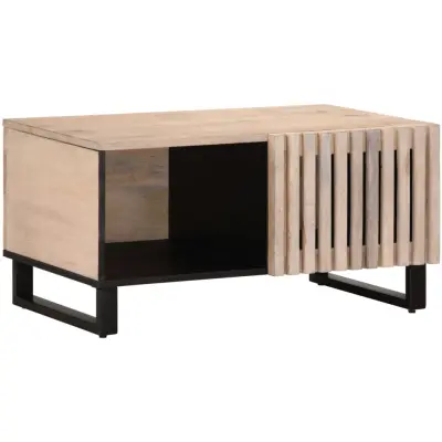 vidaXL Klubska mizica bela 80x51x40 cm trden mangov les
